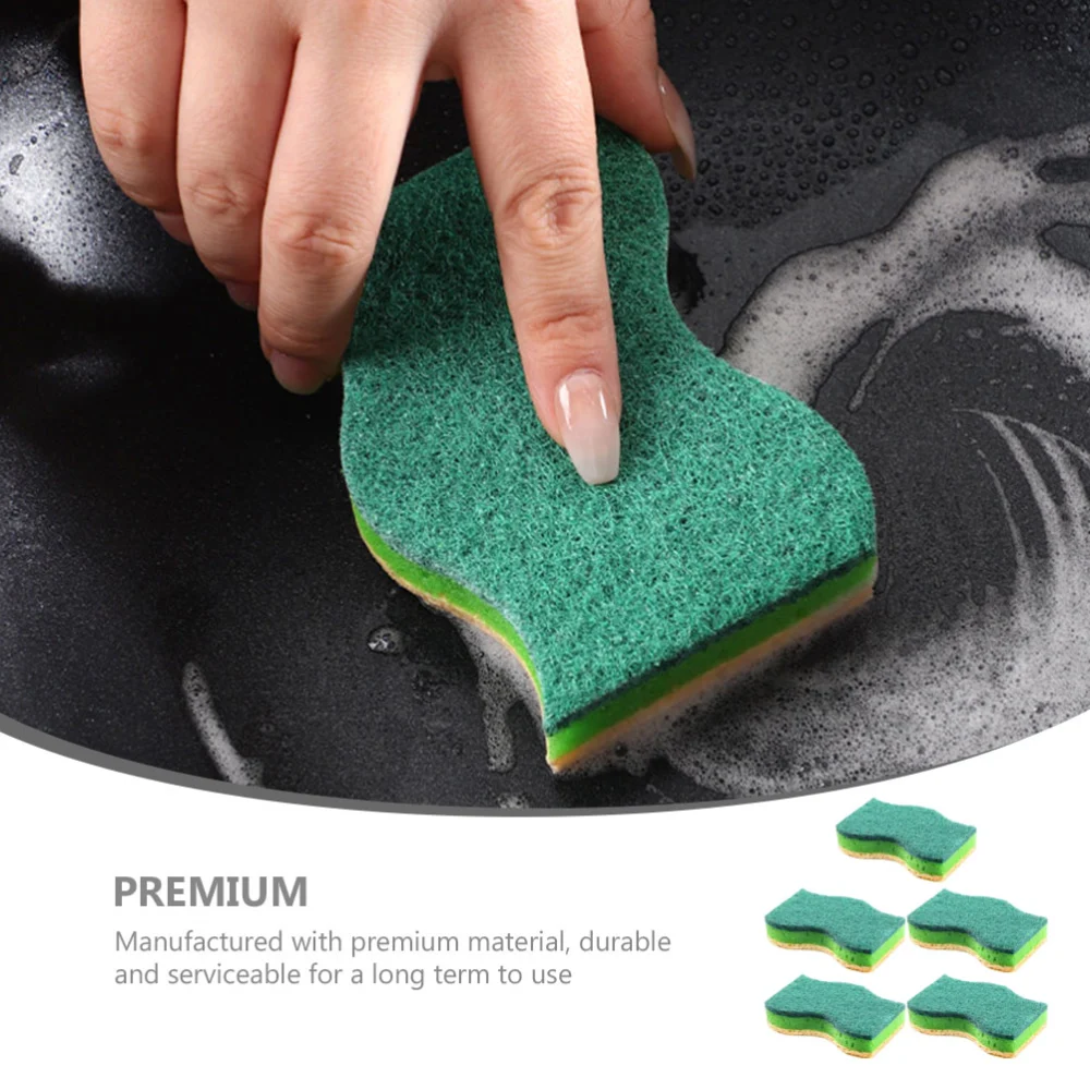 5Pcs Kitchen Dish Brush Wood Pulp Sponge Tableware Washing Cloth Double-sided Dish Sponge