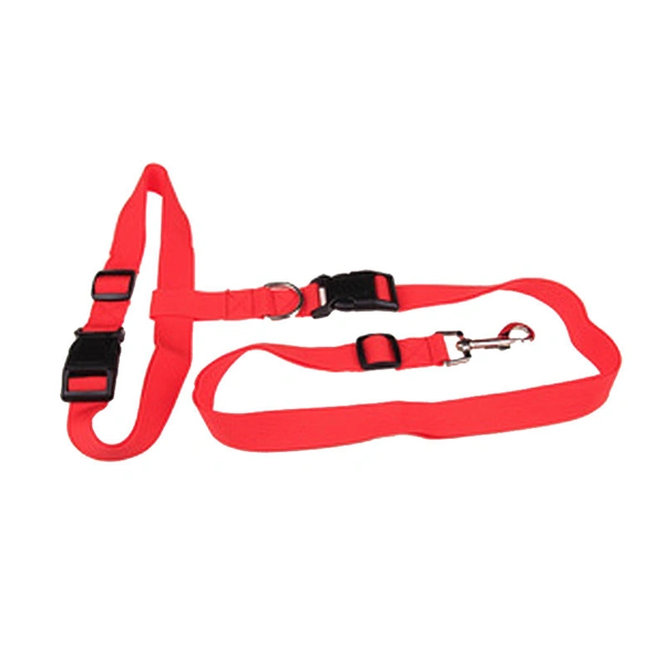 Hands Free Waist Pet Leash Durable Dog Lead for Pets Running Hiking Jogging Waking (Red)