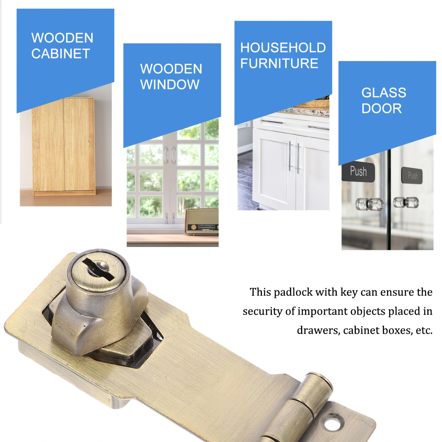 Lockable Deadbolt Hasp Anti-theft Keyed Deadbolt Hasp Lock for Cabinet Drawer