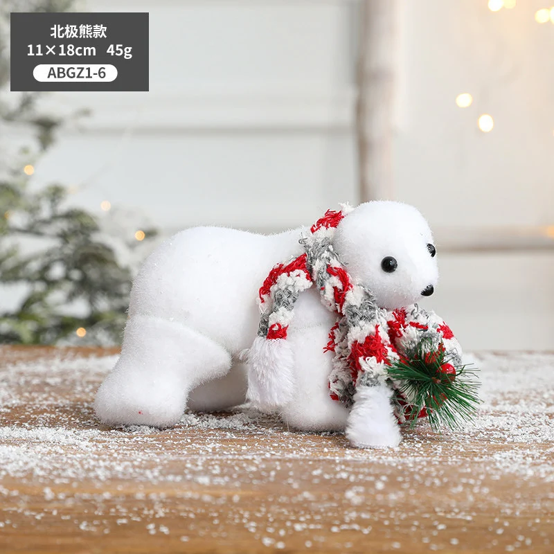 1Pc Polar Bear Figurine Christmas White Bear Statue Desktop Ornament Holiday Decor