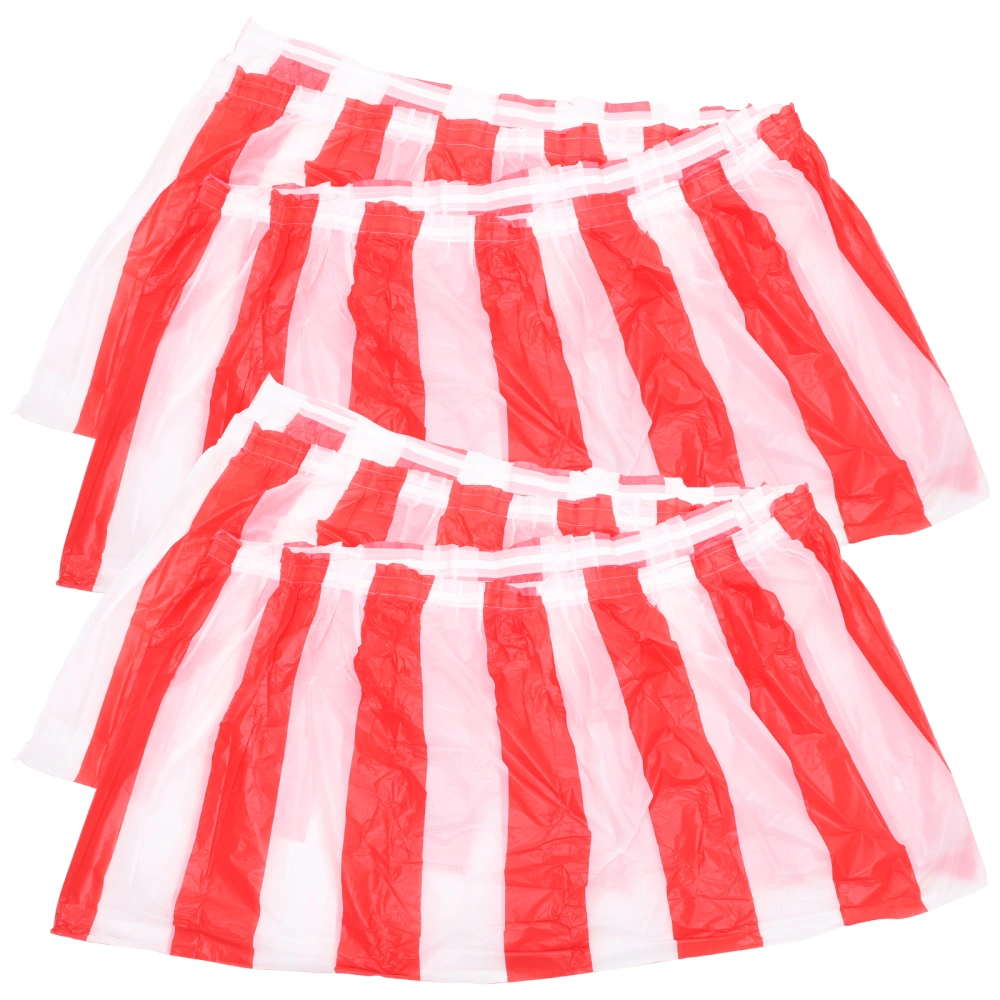 3pcs Carnival Party Festival Party Get-together Table Cover Striped Table Skirt Table Supply