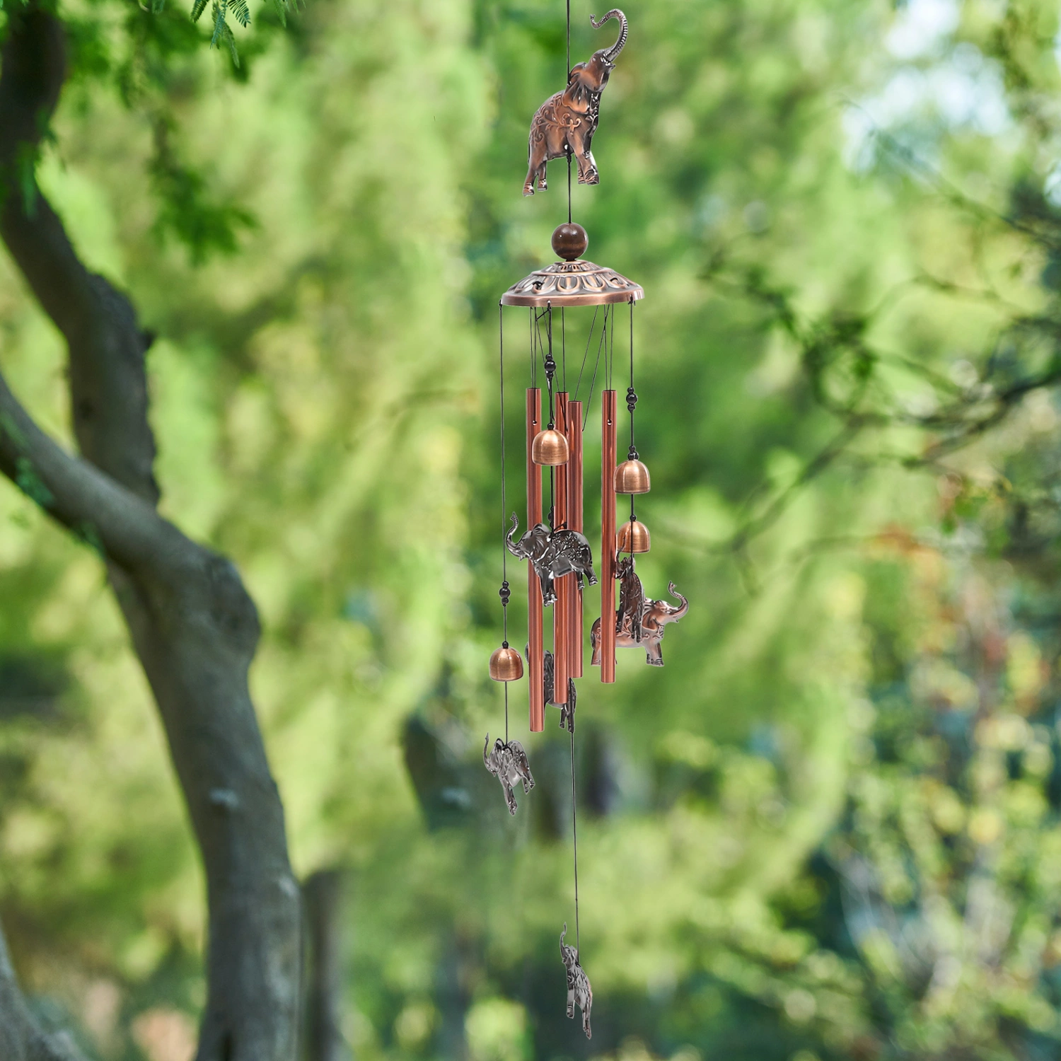 Elephant Ornament Wind Chime Iron Windchime Pendant Decorative Elephant Wind Bell