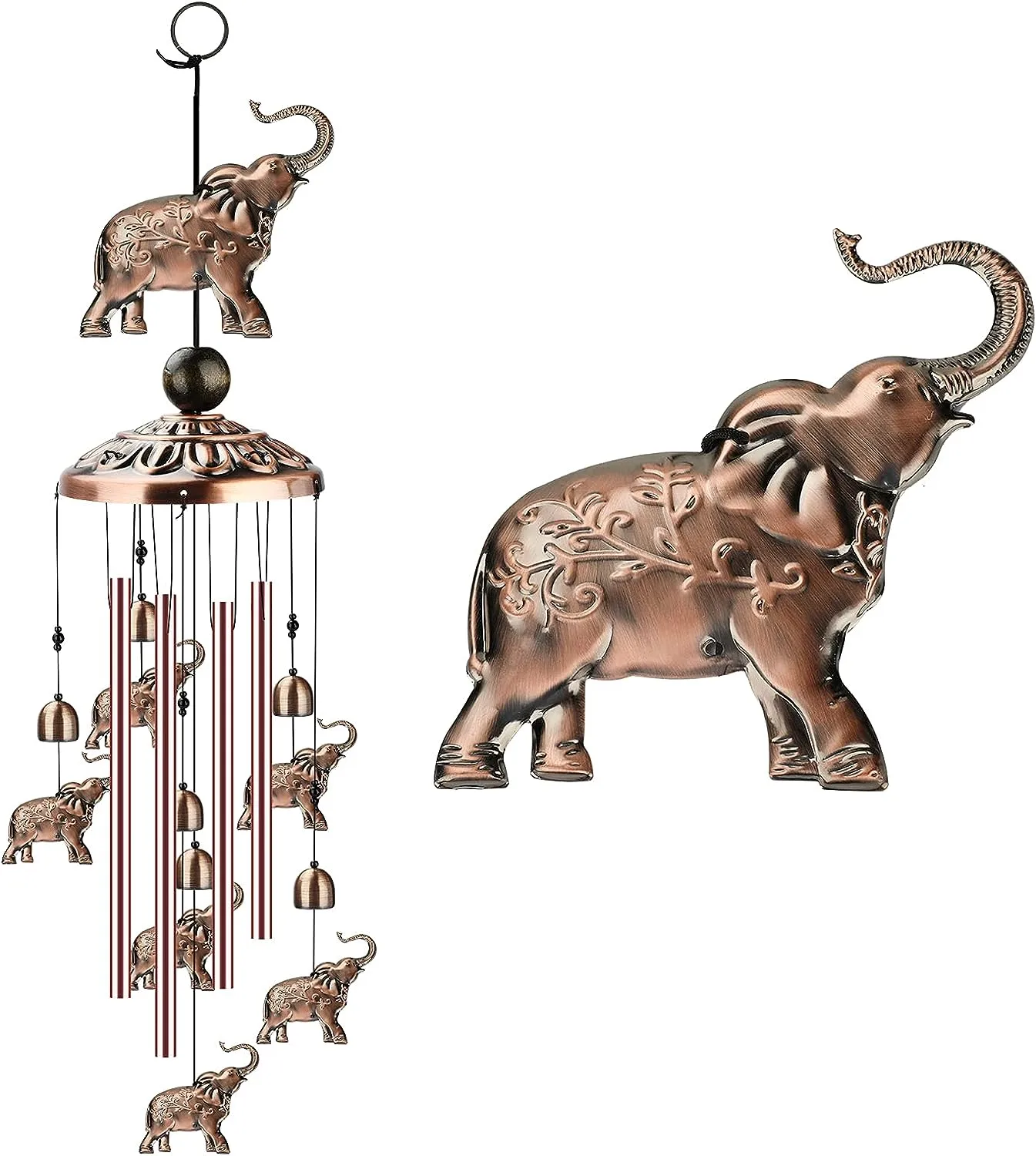 Elephant Ornament Wind Chime Iron Windchime Pendant Decorative Elephant Wind Bell