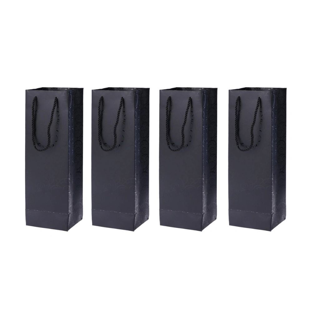 8 Pcs Premium Wine Gift Bags Single Wine Bottle Totes Delicate UV Process Hand Bags Cardboard Paper Bags (Black)