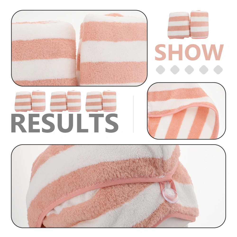 2pcs Coral Fleece Dry Hair Shower Bathroom Fluff  Hair Drying Towel Hat