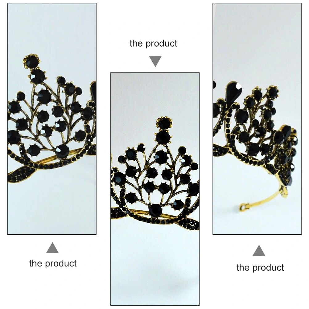 Vintage Baroque Bridal Crown Party Headdress Wedding Dress Accessories Black