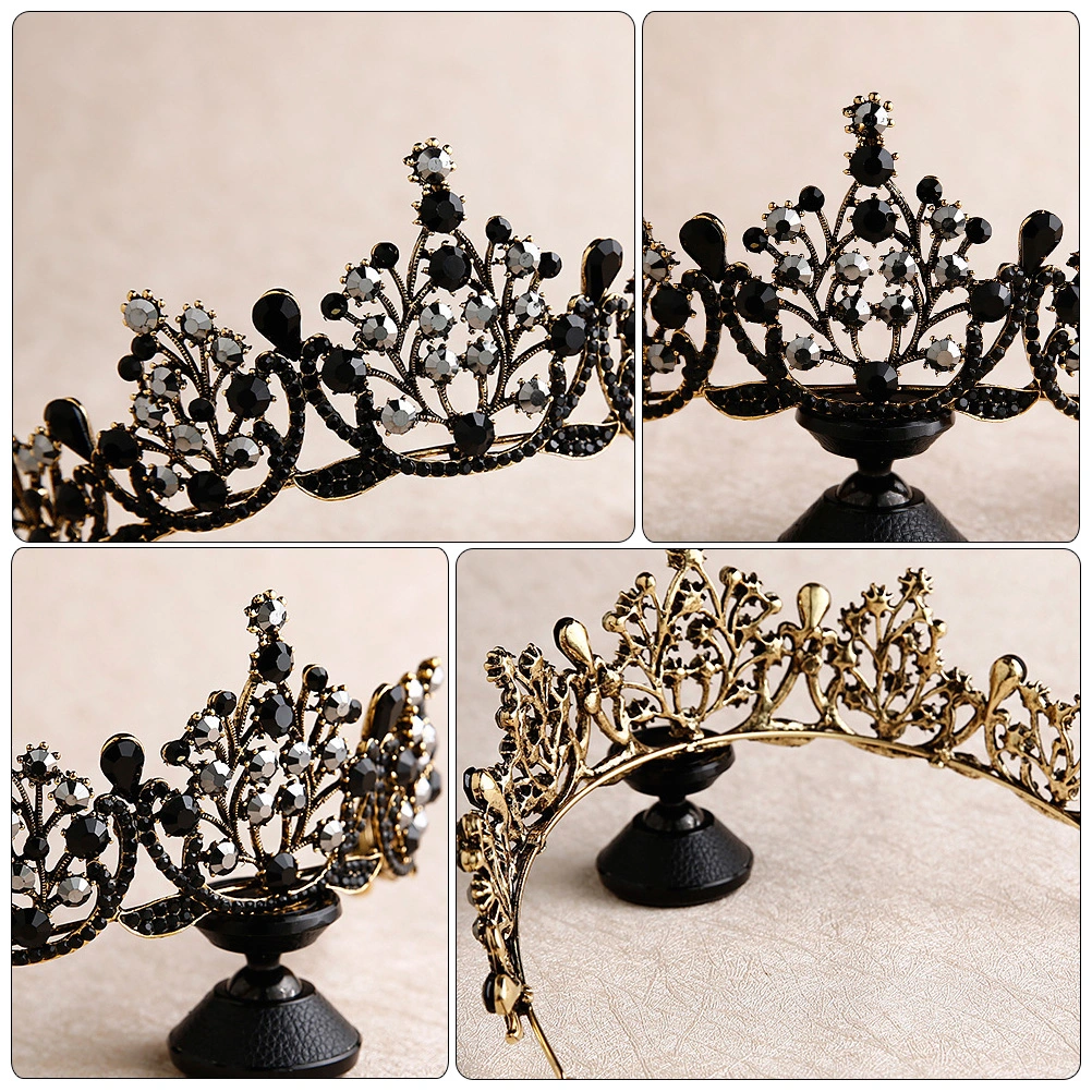 Vintage Baroque Bridal Crown Party Headdress Wedding Dress Accessories Black