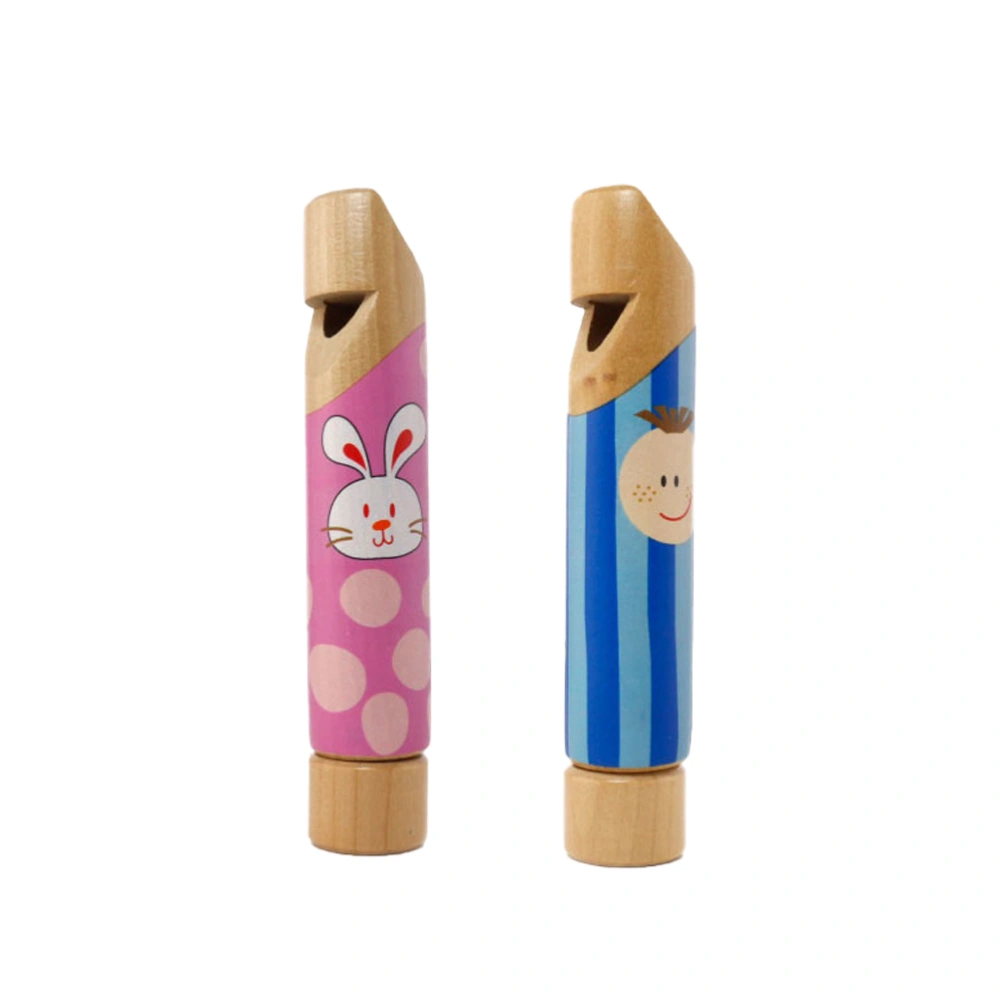 2Pcs Pull-Push Wooden Whistle Kids Mini Musical Toys Creative Wooden Flute Toy Educational Learning Toy Random Color