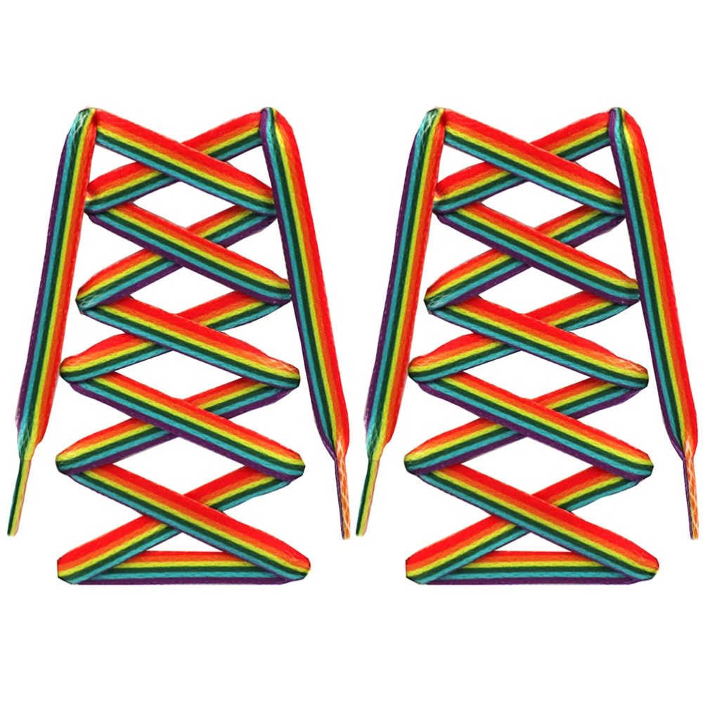 1 Pair Rainbow Shoelace Gradient Shoe Lace Fashion Vertical Stripes Shoe Tie