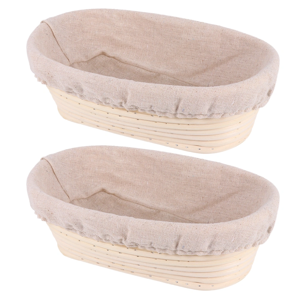 2 Sets Oval Shape Proofing Basket Bread Fermentation Proofing Basket Rattan Sourdough Container with Fabric Liner Cover for Baking Bread Bakers