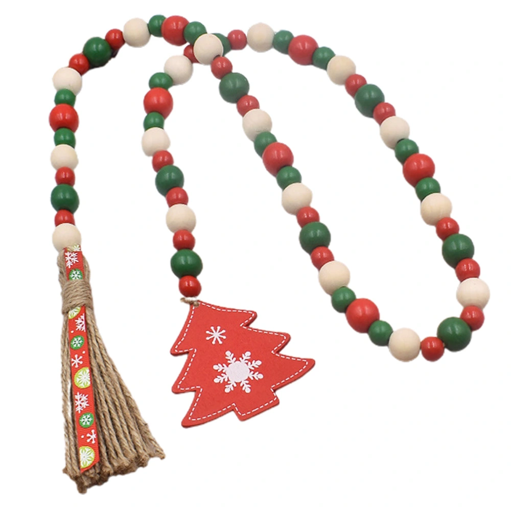 Christmas Beaded Garlands Hemp Rope Garland Christmas Tree Decoration Wooden Pendant