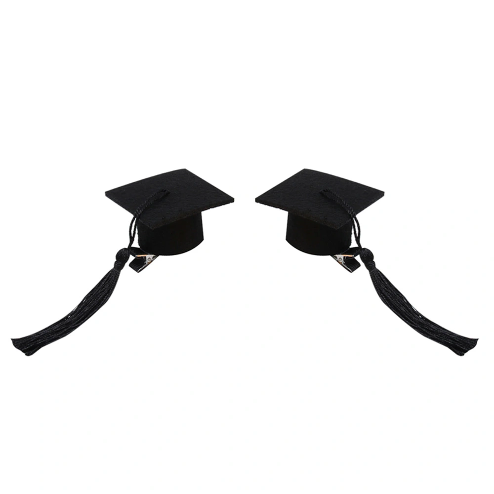 2pcs Graduation Hat Hair Clips Mini Doctoral Hat Hair Clips Graduation Party Hairpins