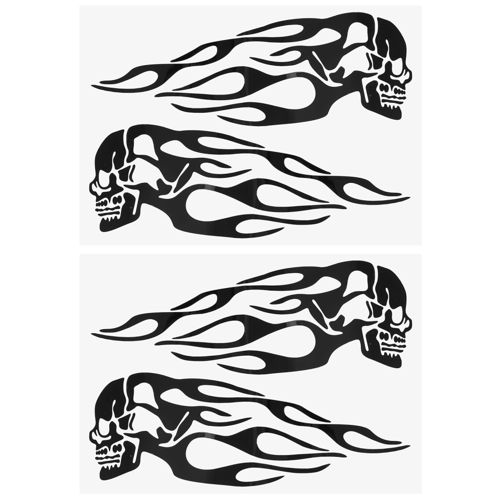 2pcs Fire Skull Stickers Motorcycle Oil Tank Decorative Stickers Body Decals