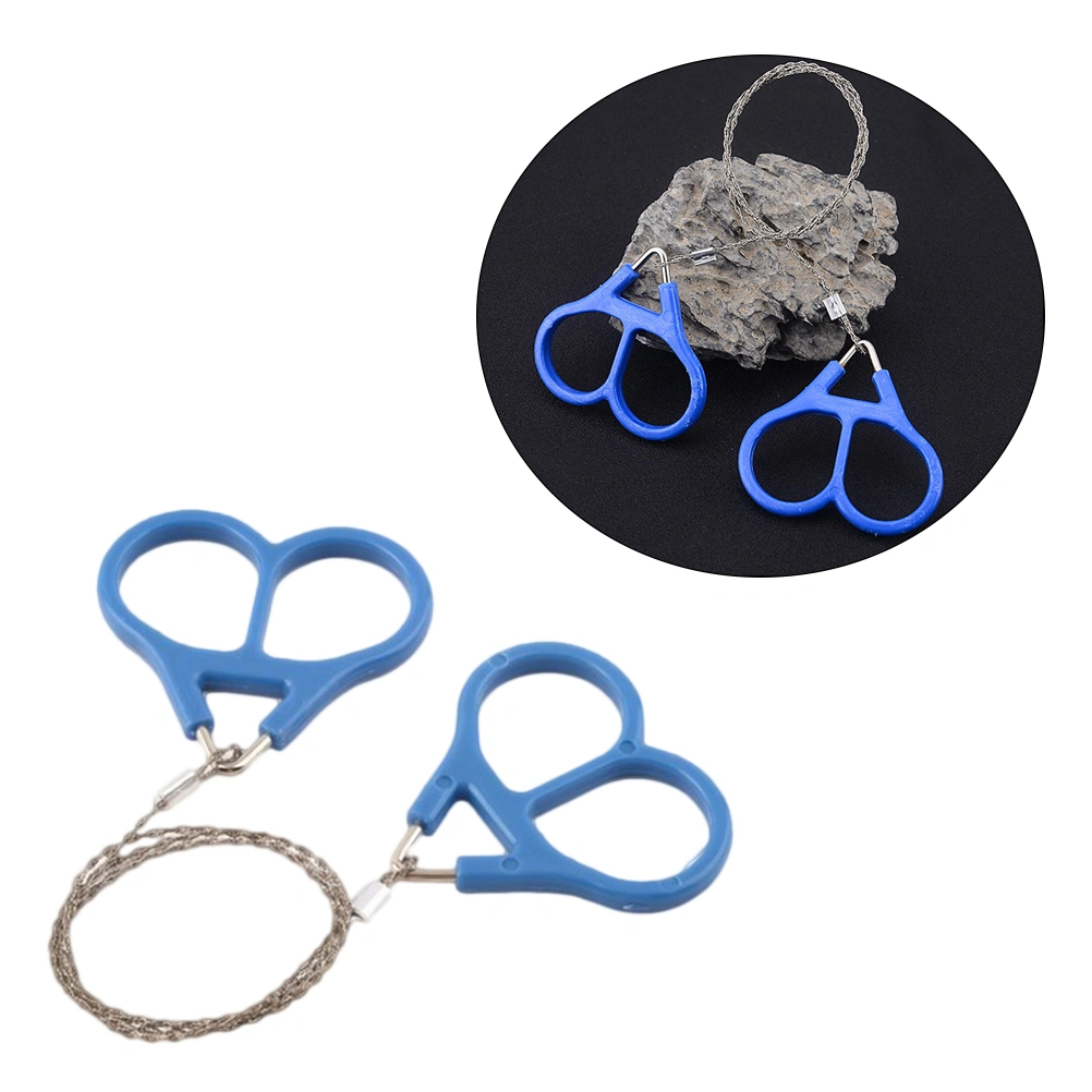 2 Pcs Pocket Wire Stainless Steel Ring Scroll Outdoor Travel Camping Hiking Hunting Emergency Survive Tool with Finger Handle for Cutting
