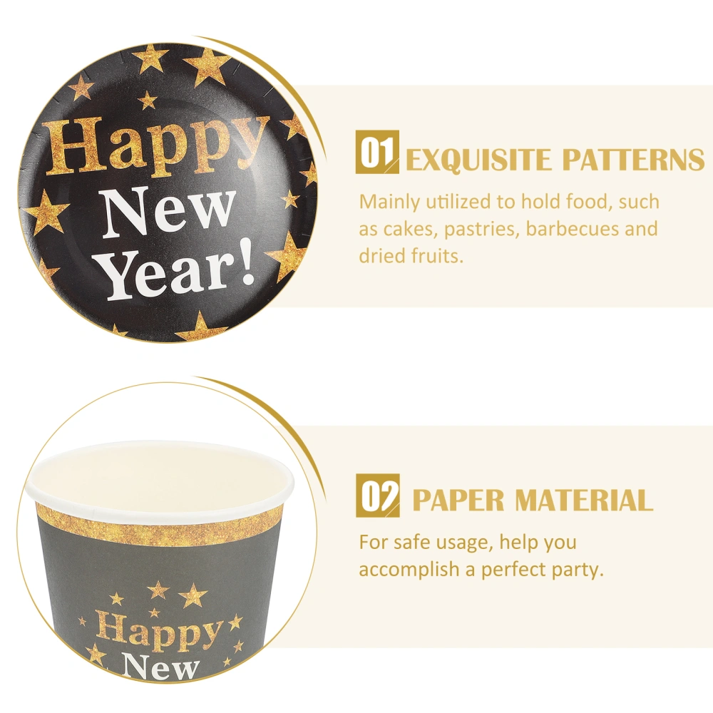 1 Set Paper Plates Cups Tableware Kit Dinnerware New Year Theme Disposable Tableware