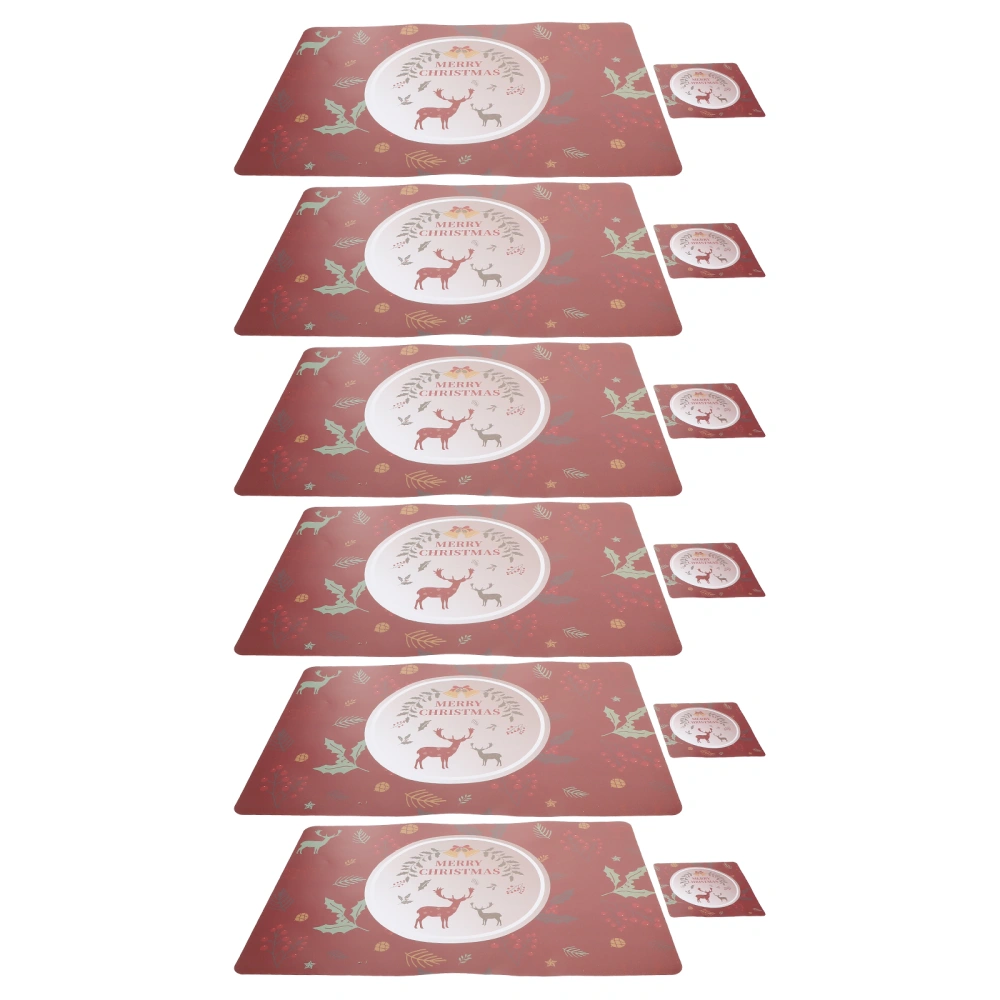 12Pcs Creative Christmas Pattern Placemats Adorable Xmas Themed Coasters