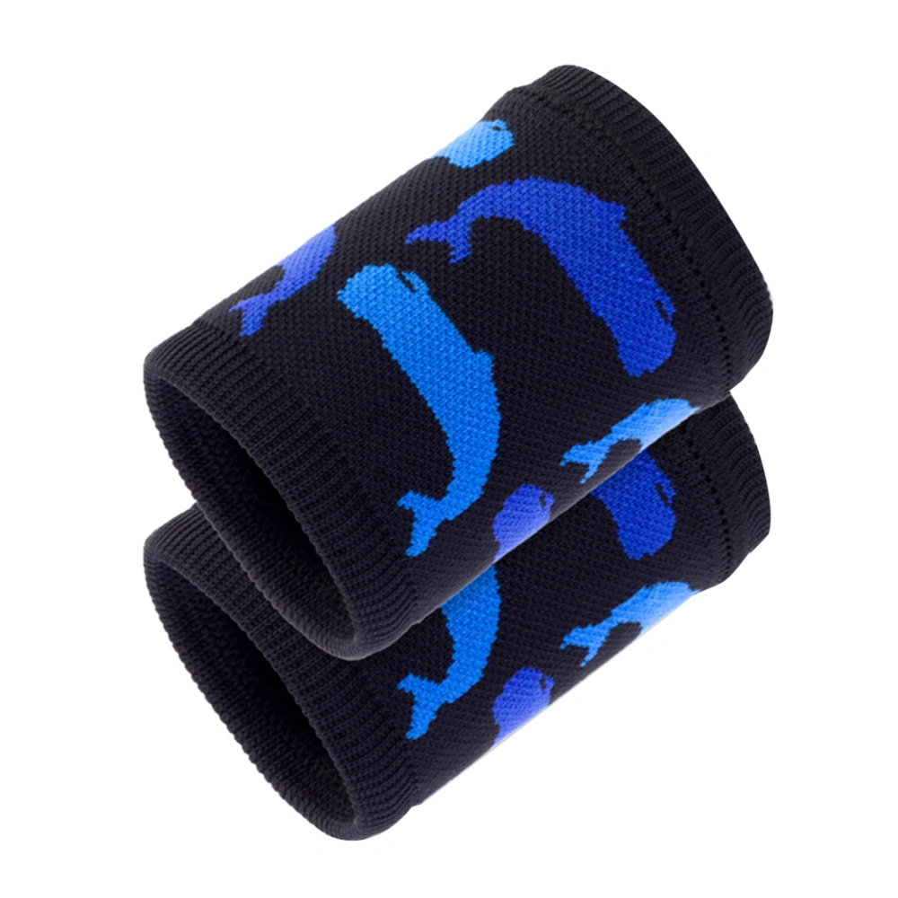 Colour Matching Compression Wristband Protective Wrist Cuff Basketball Training Wrist Brace Breathable Wrist Support (Blue)