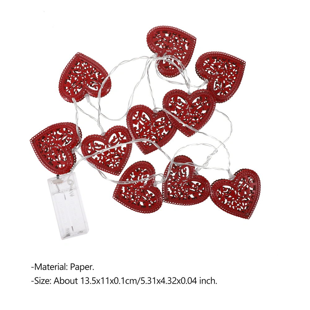 1 Set Heart Shape Ornament Light Beautiful Lamp String without Battery (Red)