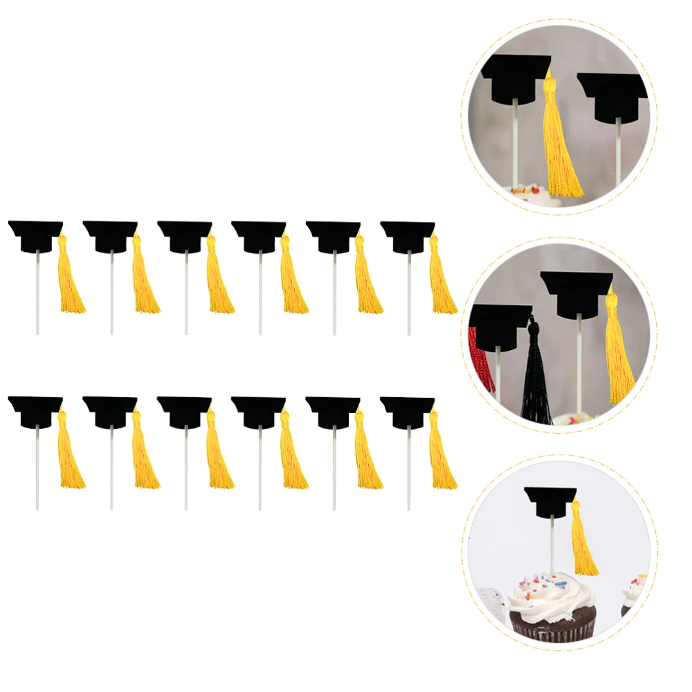 12pcs Graduation Hat Cake Topper Decoration Graduation Hat Cupcake Topper