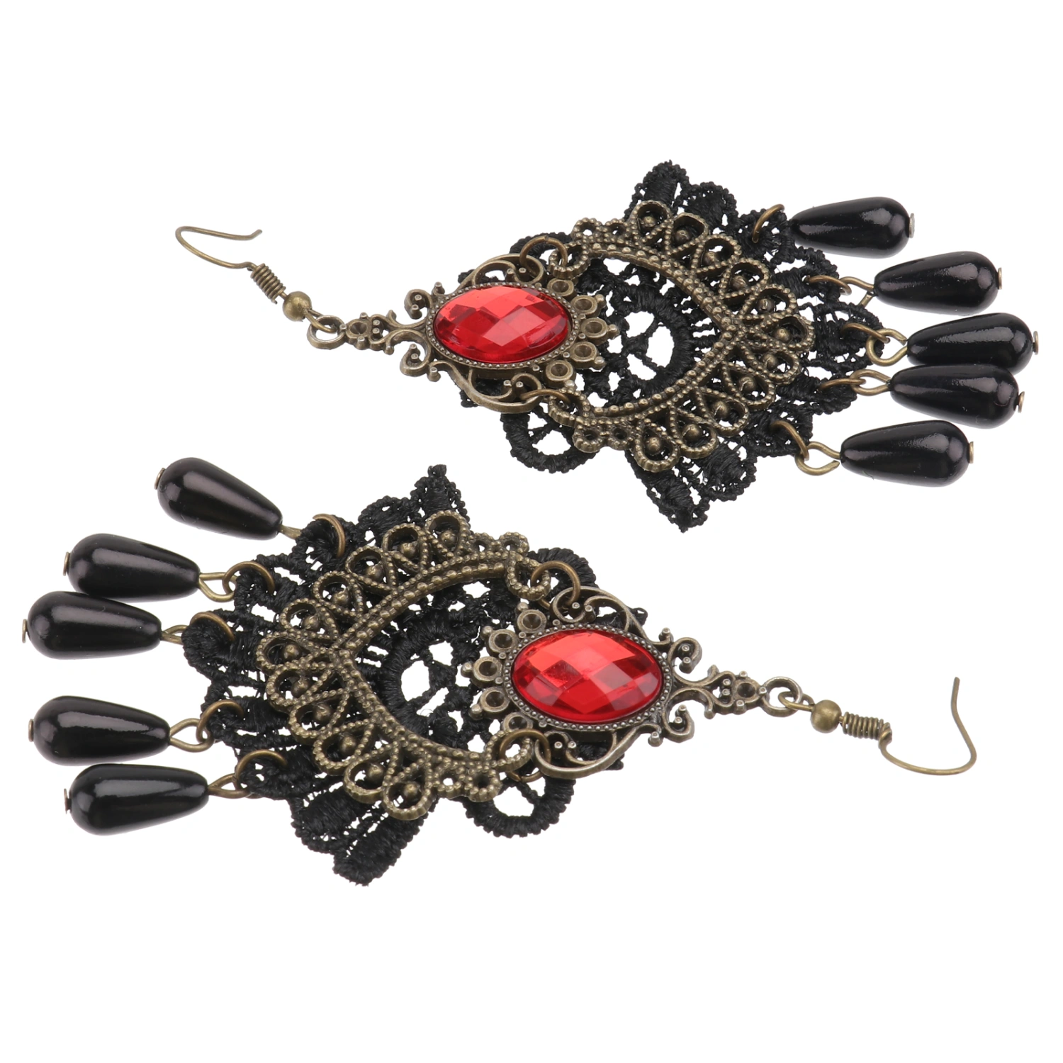 1 Pair Delicate Vintage Earrings Gothic Styled Ear Pendants Ear Jewelry (Red)