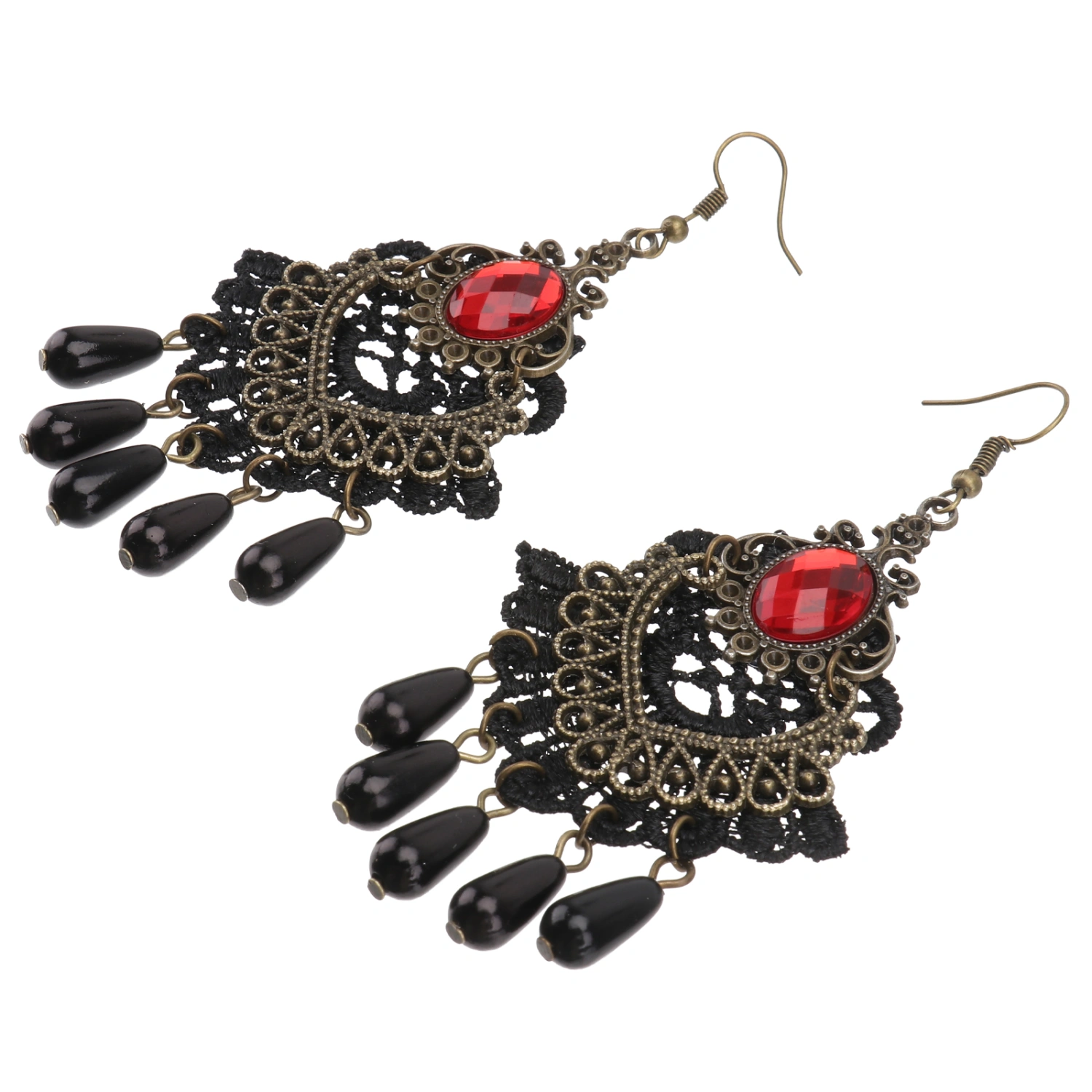 1 Pair Delicate Vintage Earrings Gothic Styled Ear Pendants Ear Jewelry (Red)