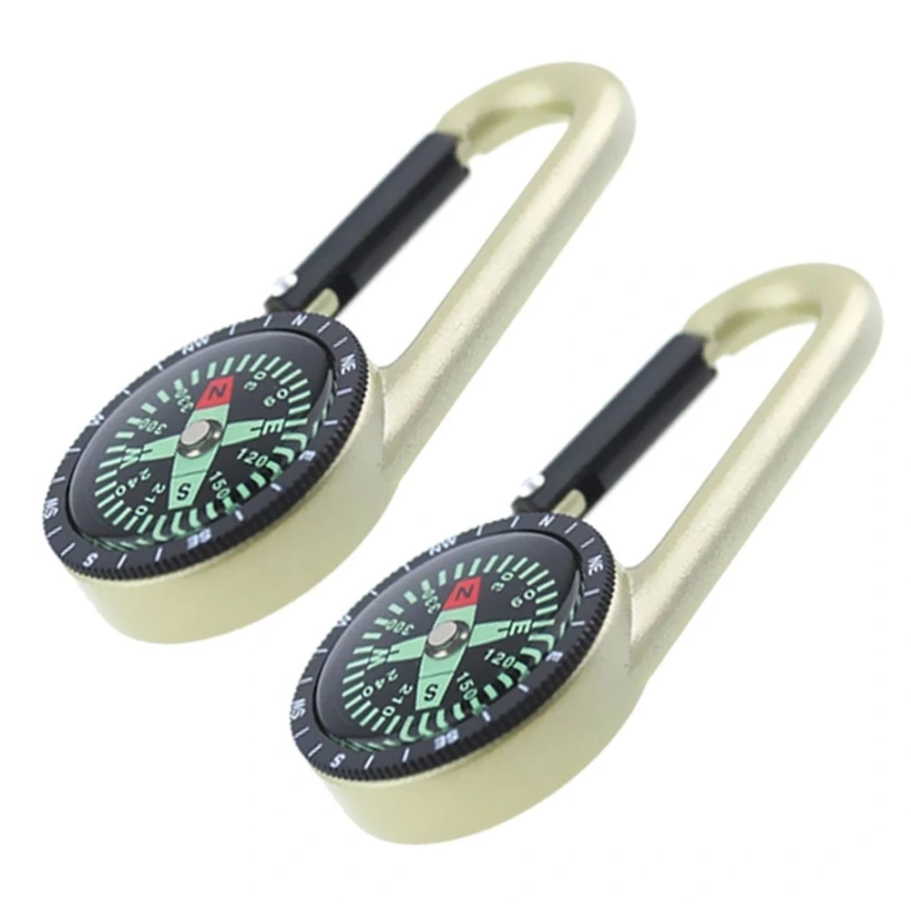 2Pcs Outdoor Compass Carabiner Alloy Compass Keychain Tactics Survival Equipment