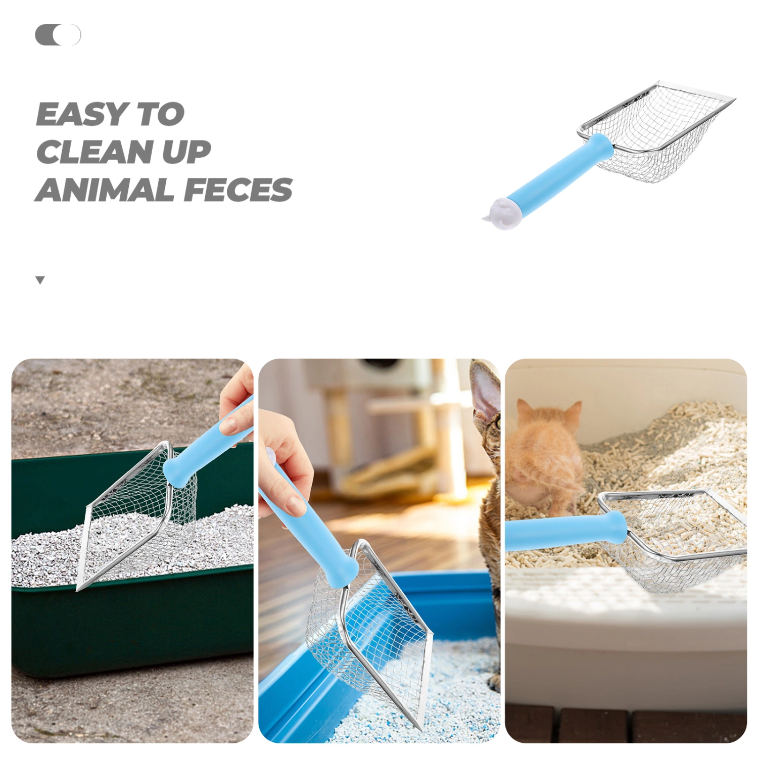Household Cat Litter Scoop Cat Litter Box Corner Cleaner Stainless Steel Cat Litter Shovel With Handle