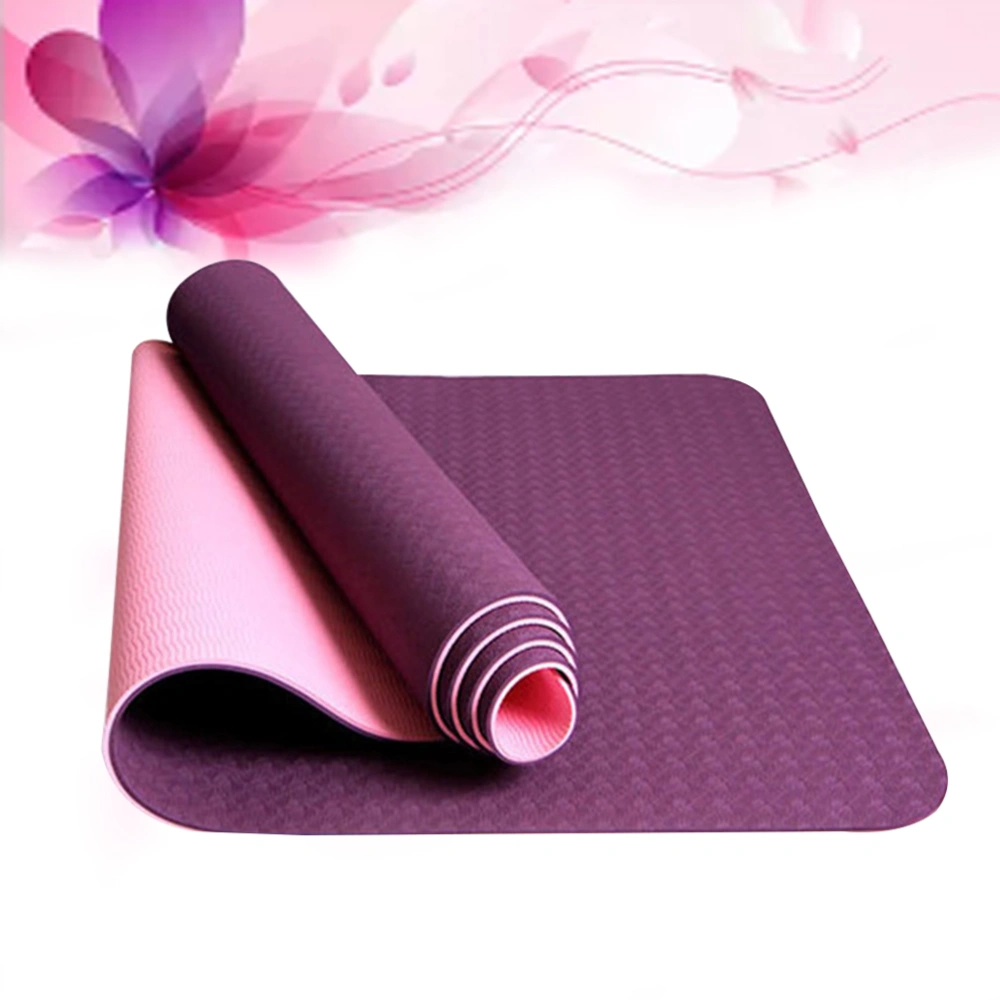 183x61x0.6cm Portable Yoga Mat Anti-slip Yoga Fitness Outdoor Camping Exercise Mat (Dark Purple and Light Pink)