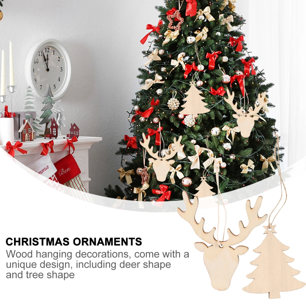 40Pcs Christmas Ornaments Wooden Christmas Tree Decorations Hanging Decors