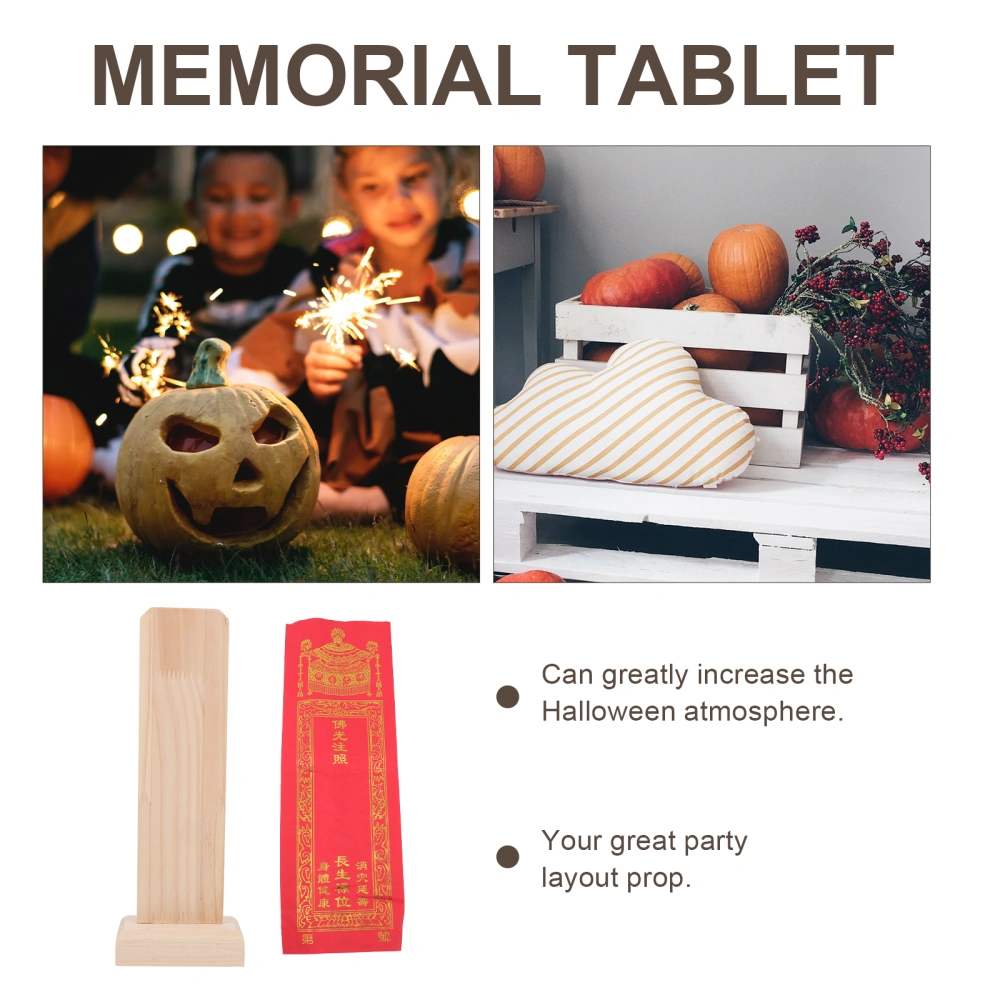 1pc Temporary Memorial Tablet Ancestral Tablet Wooden Plaque Halloween Prop