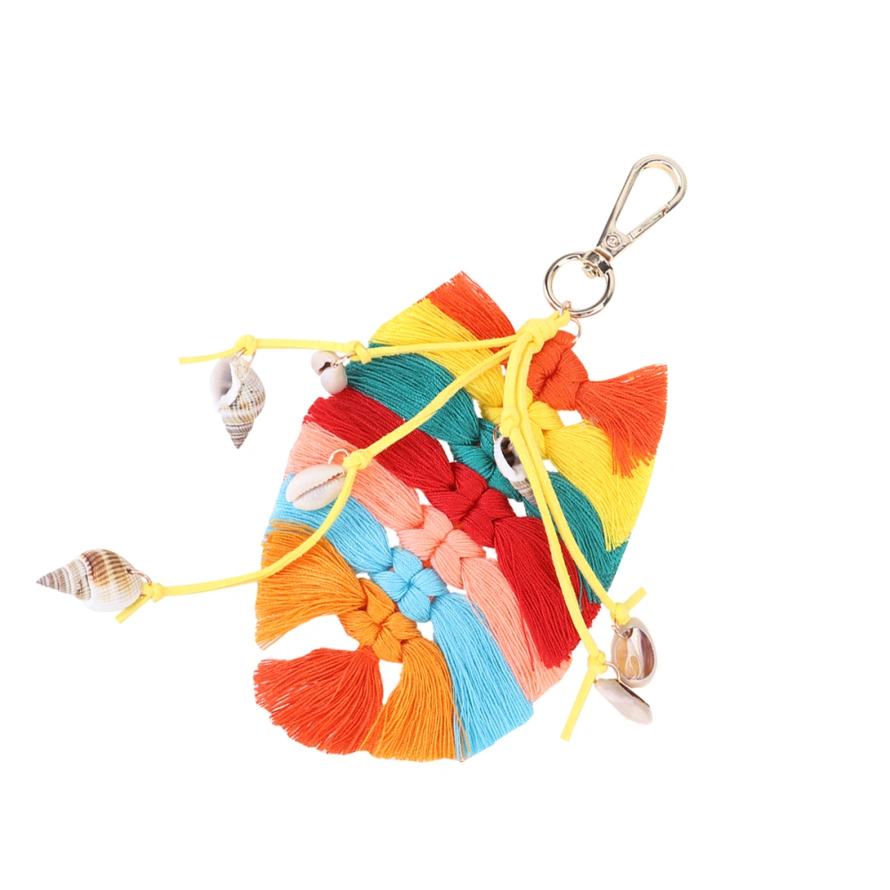 Exquisite Tassel Pendant Keychain Conch Shell Hanging Pedant Bag Buckle Key Ring Pendant Decoration (Colorfu