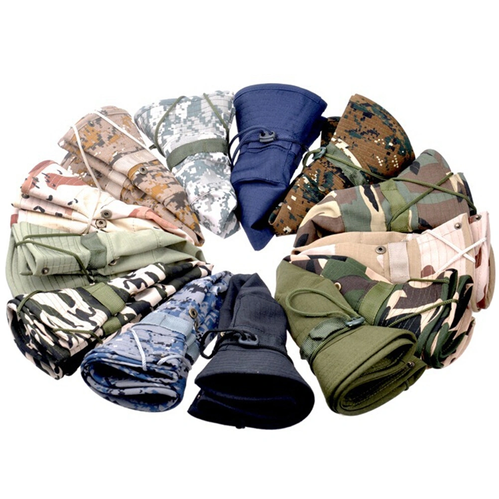 Outdoor Sunshade Fisherman Fishing Hat Sun Bucket Hat with String Wide Brim Hat for Men Women (Blue Camouflage )