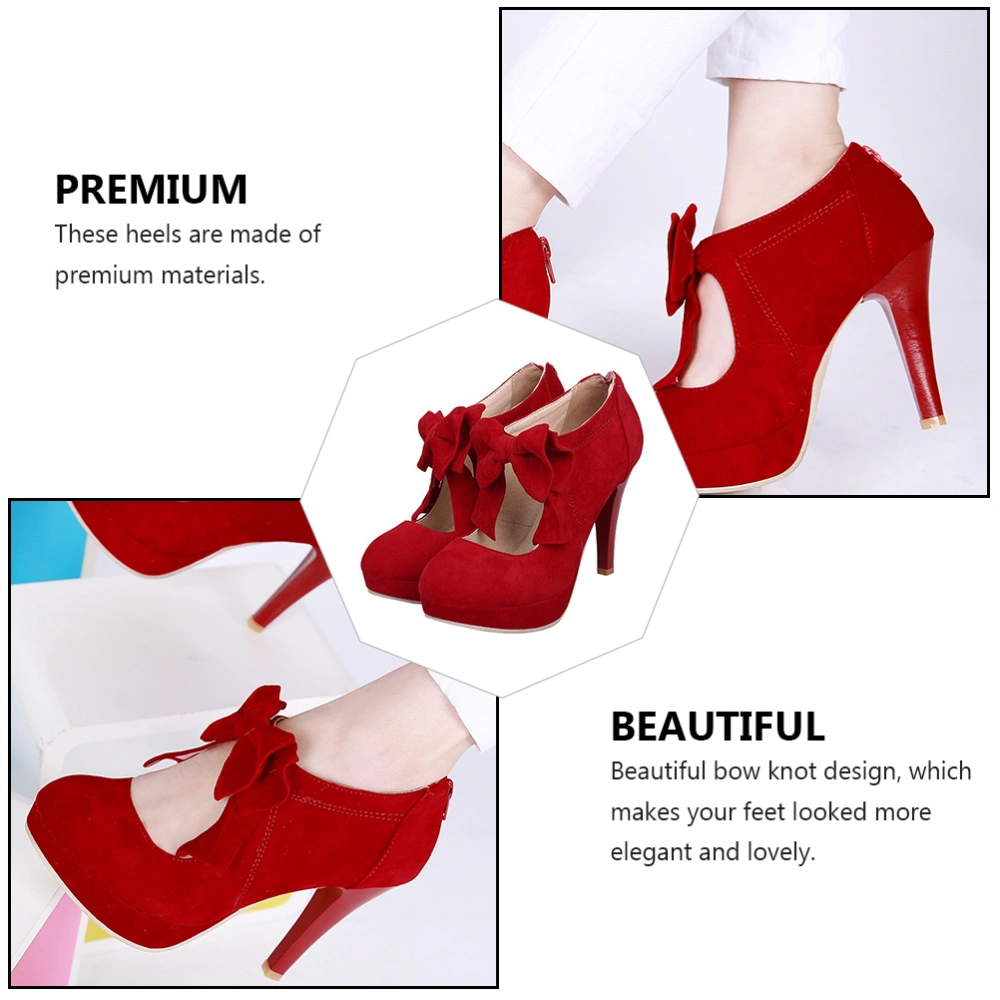 1 Pair Woman Summer High Heels Round-toe Bowknot Shoes Fashion Sexy High Heels