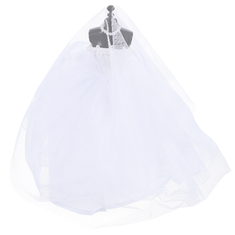 1 Set Wedding Dress Model Mini Dress Design Bride Clothes Ornament with Veil