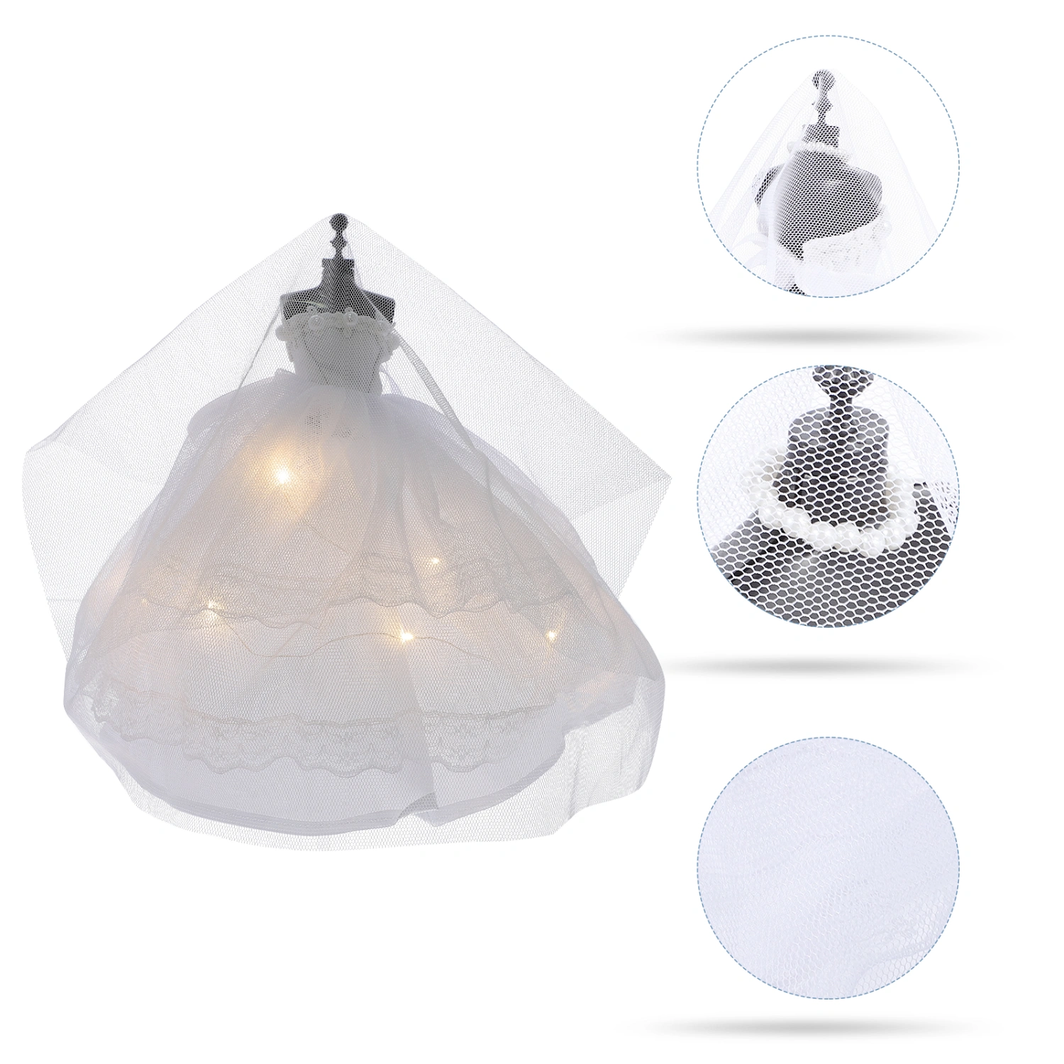 1 Set Wedding Dress Model Mini Dress Design Bride Clothes Ornament with Veil