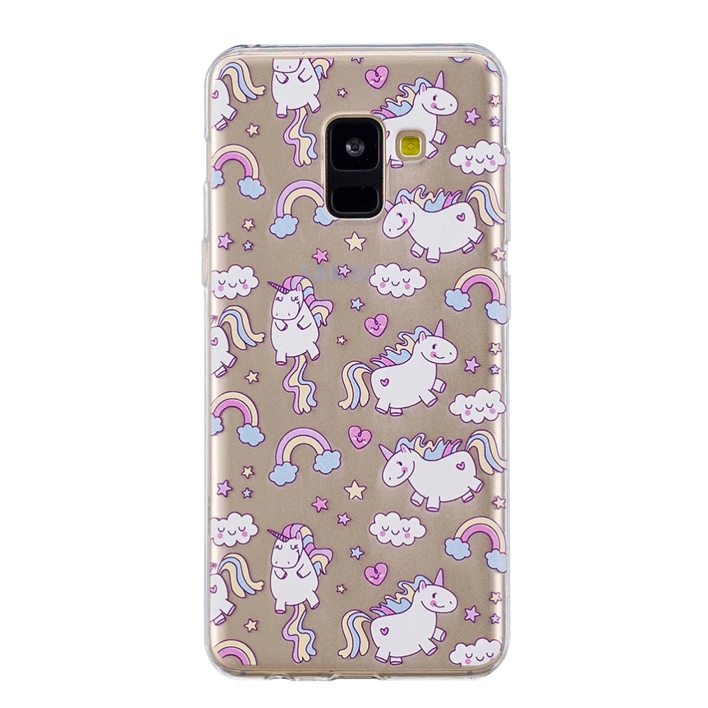 Phone Cover Transparent TPU Case Unicorn Pattern Protector Shell for Galaxy A8+ 2018