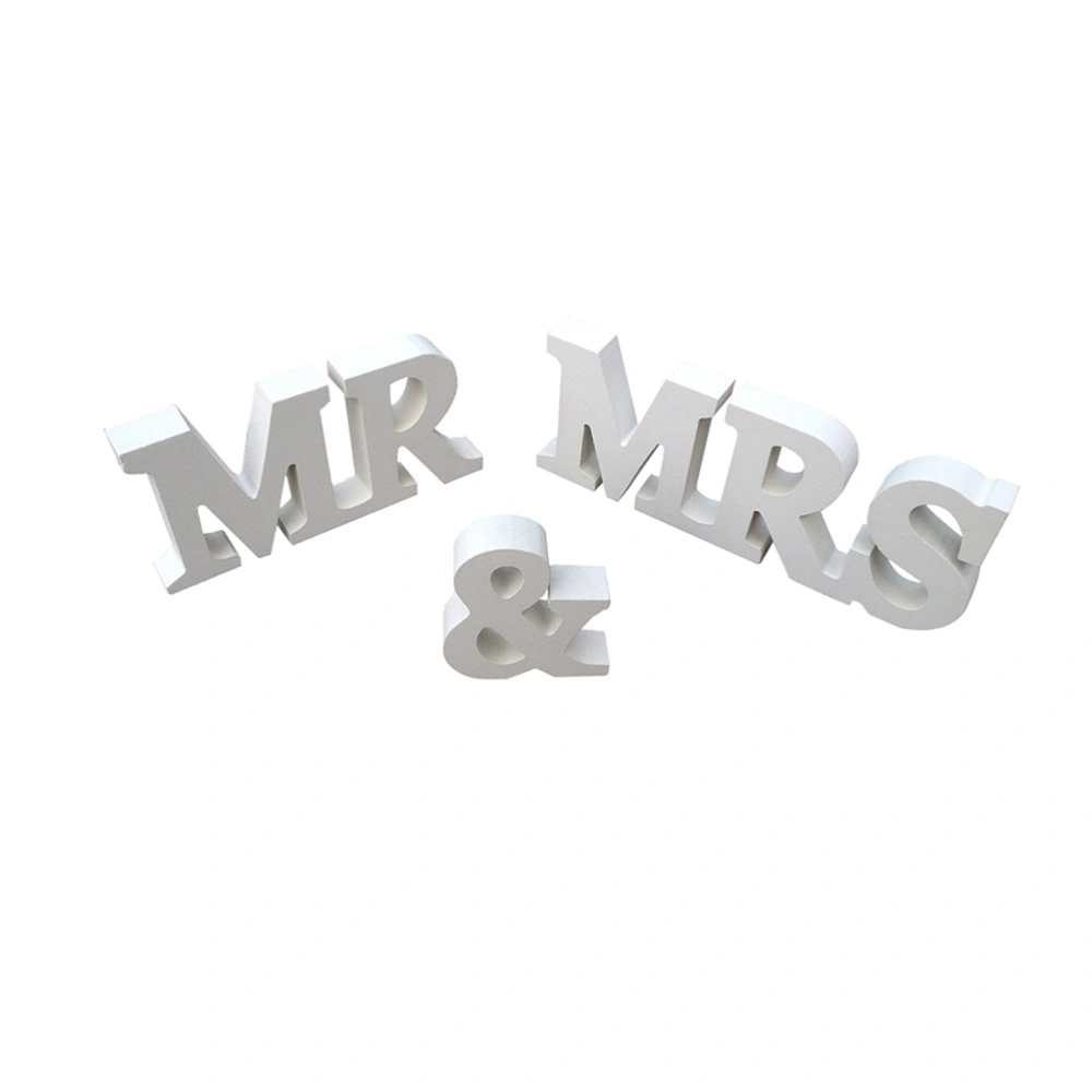 MR & MRS Wooden Letters Wedding Decoration Wedding Present (White)