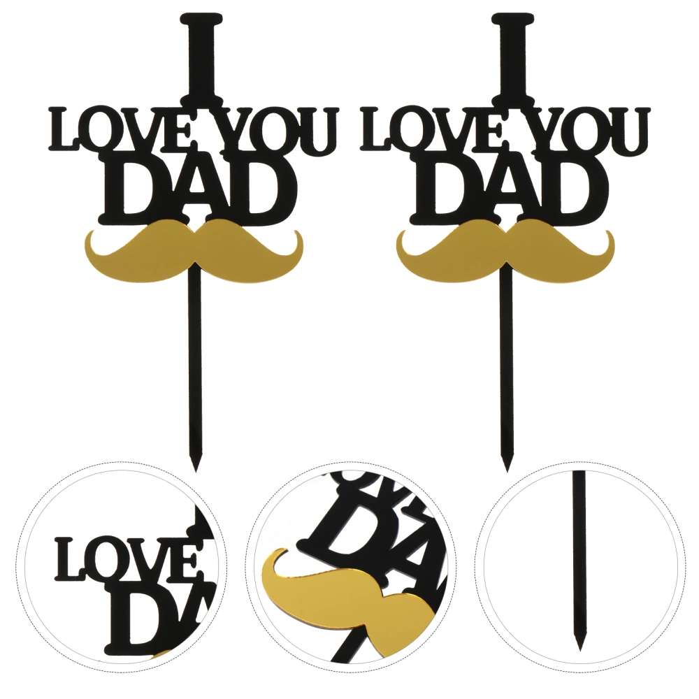 5 Pcs Father's Day Cake Toppers Double Layers Cupcake Picks Cake Decoration