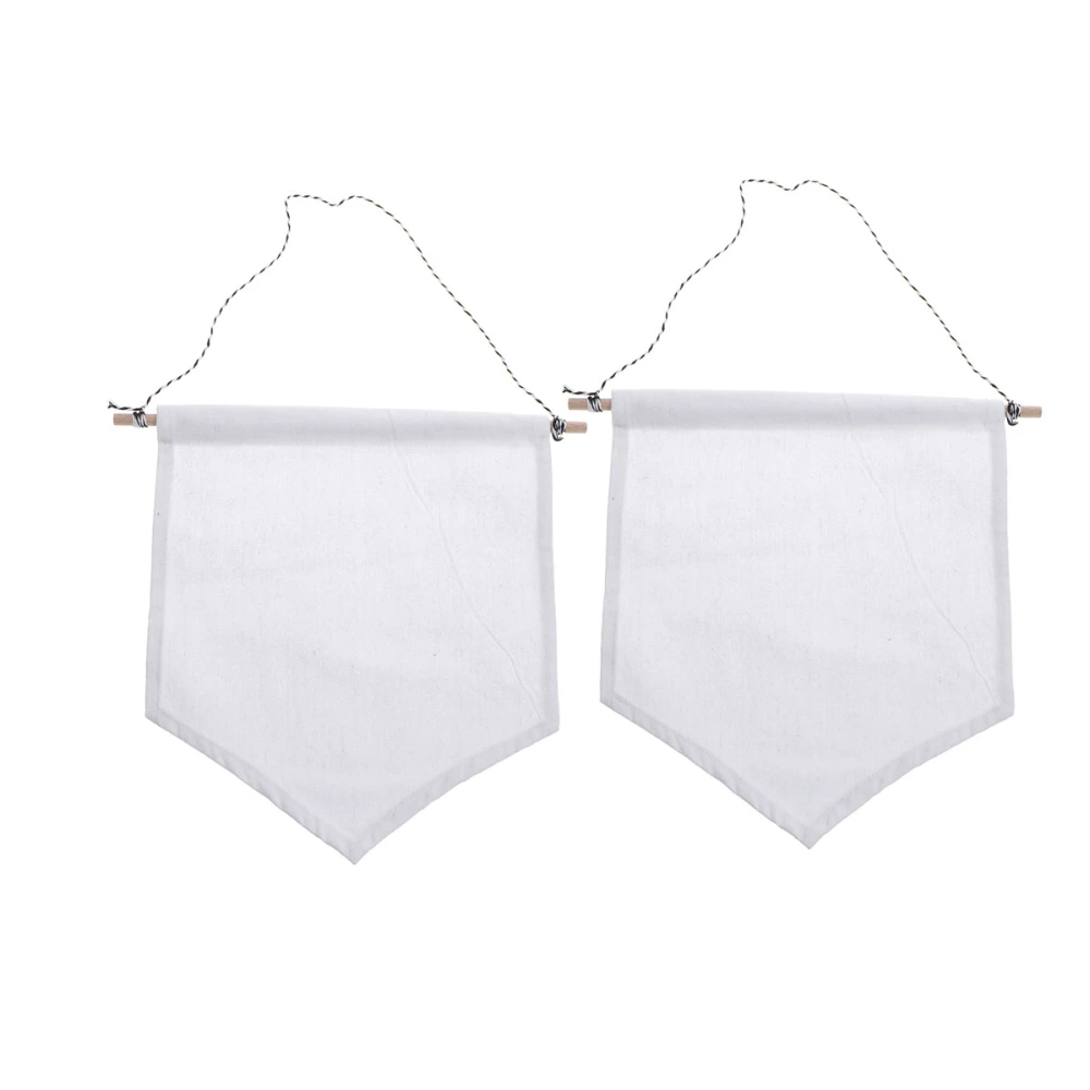 2pcs Pin Display Pennant Banner Enamel Lapel Pin Badge Flag Plain Blank Canvas Wall Banner(White/M)