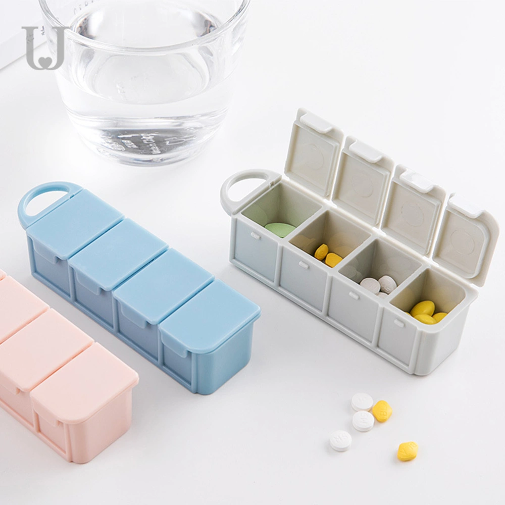 1pc Portable Pill Box Organiser Dispensing Plastic Compartments Pill Boxes Mini Medicine Pill Tablet Organiser (Blue)