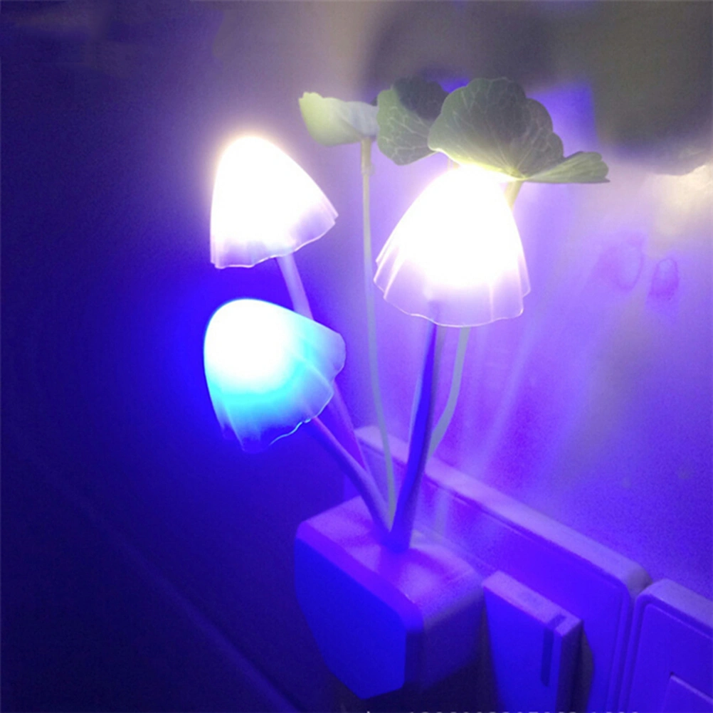 LED Wall Night Lights Mushroom Plants Style Sensor Lamp for Kids Sleeping with EU-plug