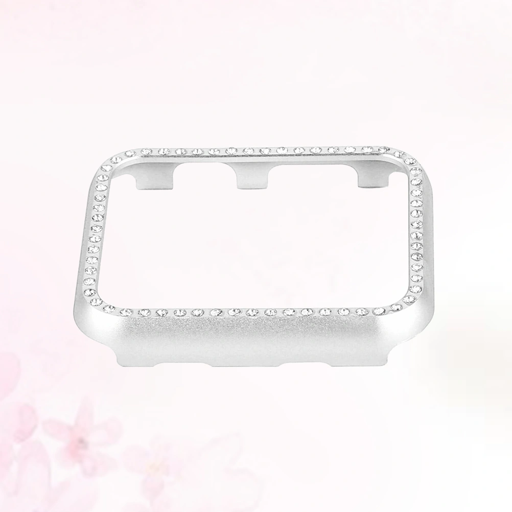 SmartWatch Face Case with Bling Crystal Diamonds Plate Case Cover Protective Frame Bumper for Apple Watch Series 3/2/1(Silver 42mm)