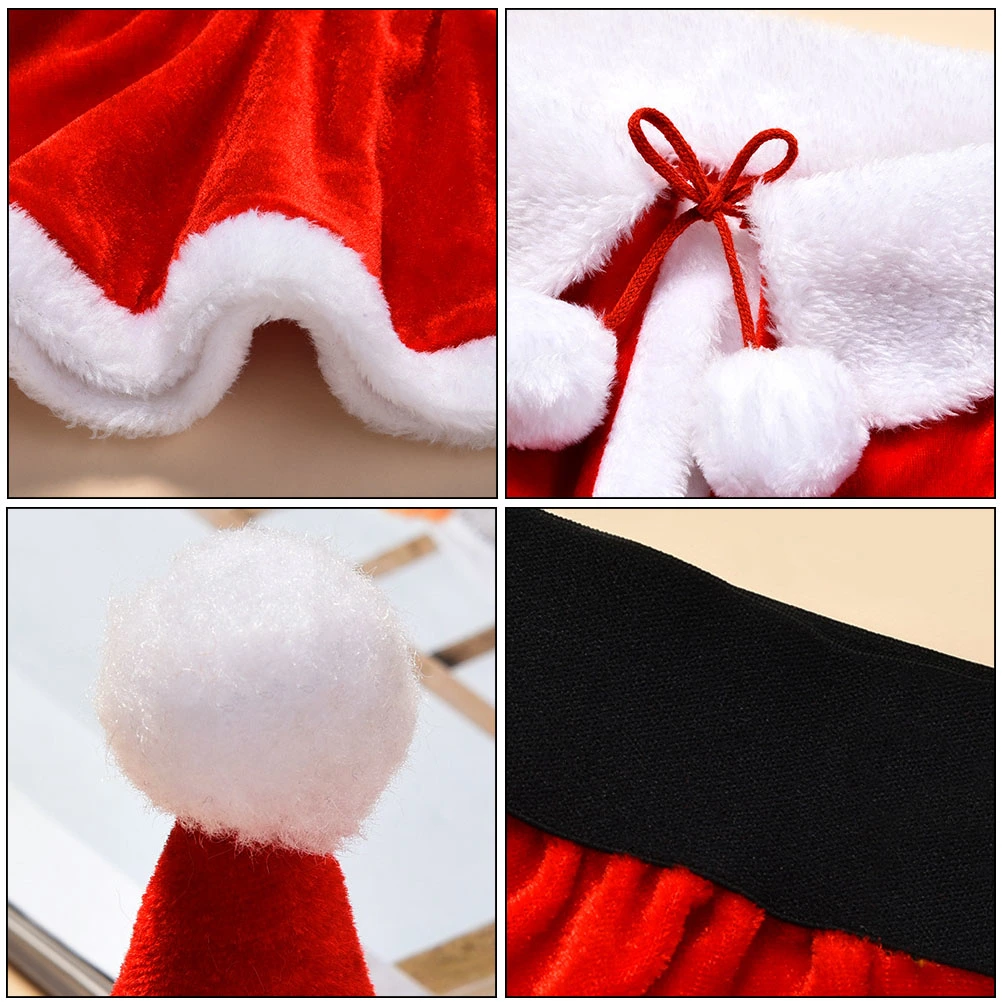 1 Set of Christmas Skirt Dressed Up Cloth Christmas Themed Cosplay Outfit (Red)