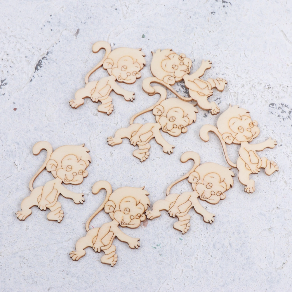 20pcs DIY Animals Unfinished Wooden Slices Monkey Craft Embellishments Ornaments