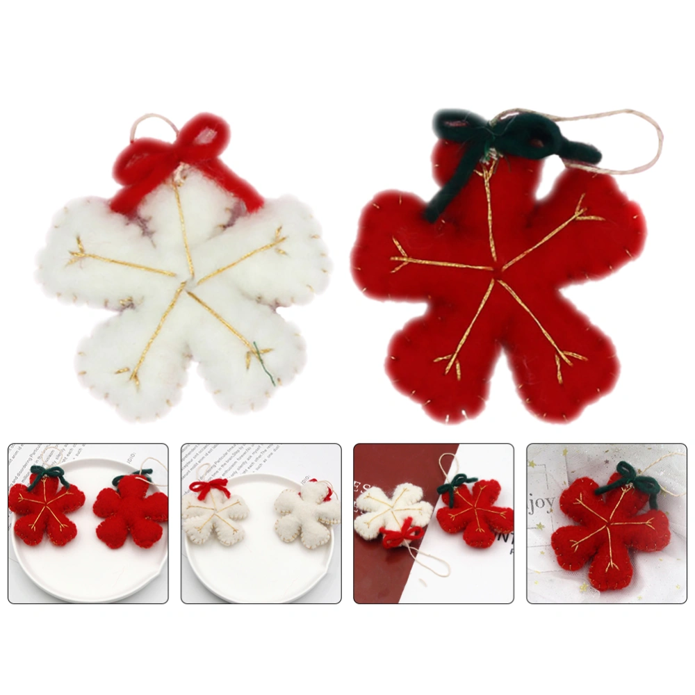 4 Pcs Christmas Hanging Decor Wool Felt Pendant Snowflake Decor (Mixed Color)