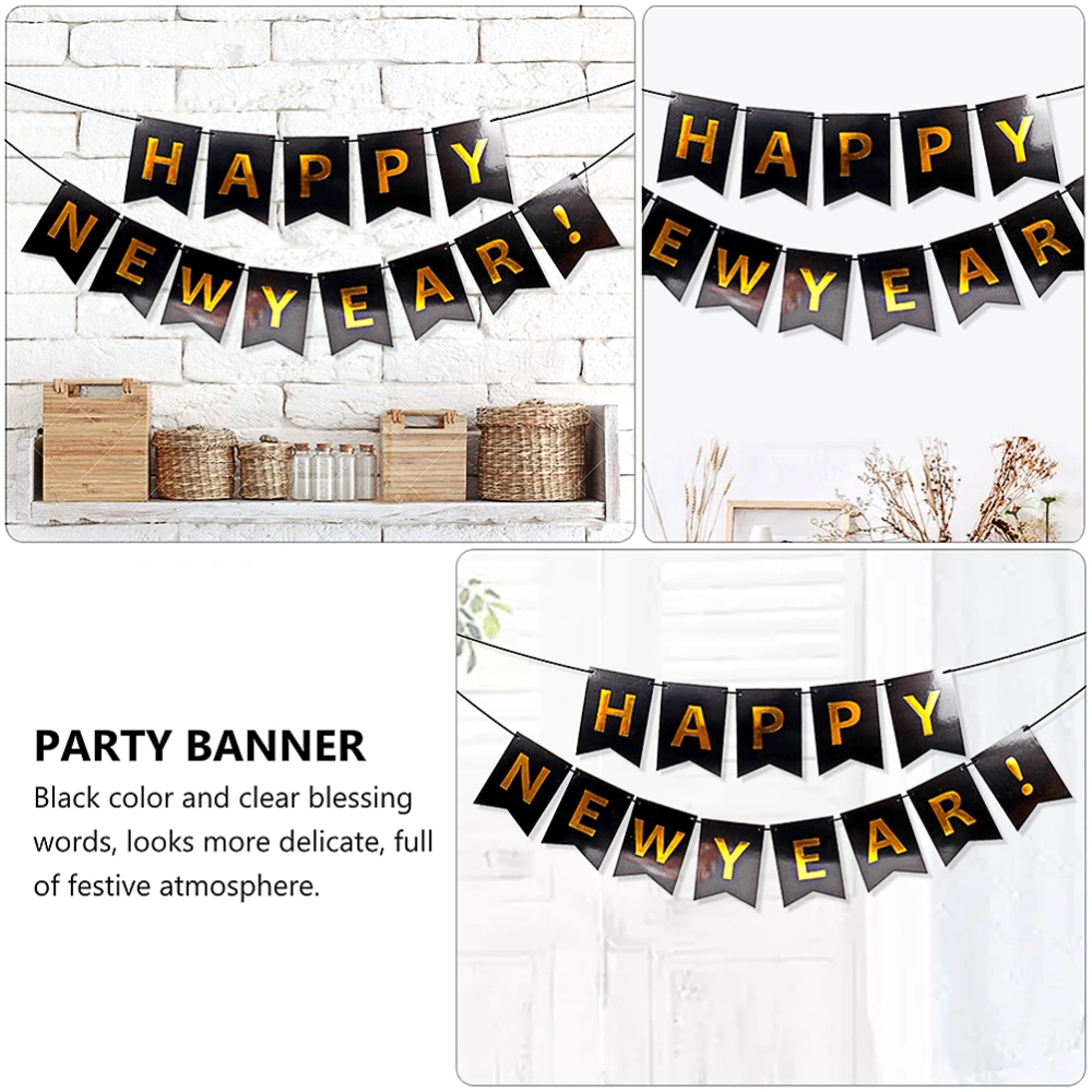 1 Set New Year’s Party Black Paper Swallow Tail Banner Creative Party Decor