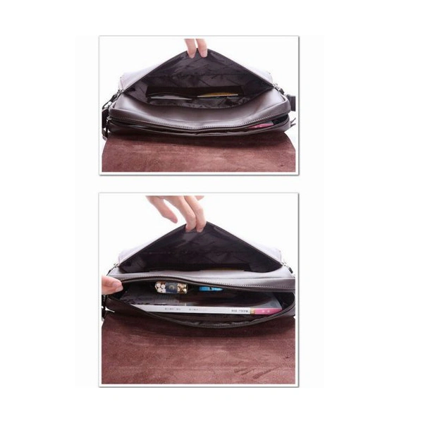 Men's Horizontal PU Shoulder Bag Messenger Bag - Size S (Black)
