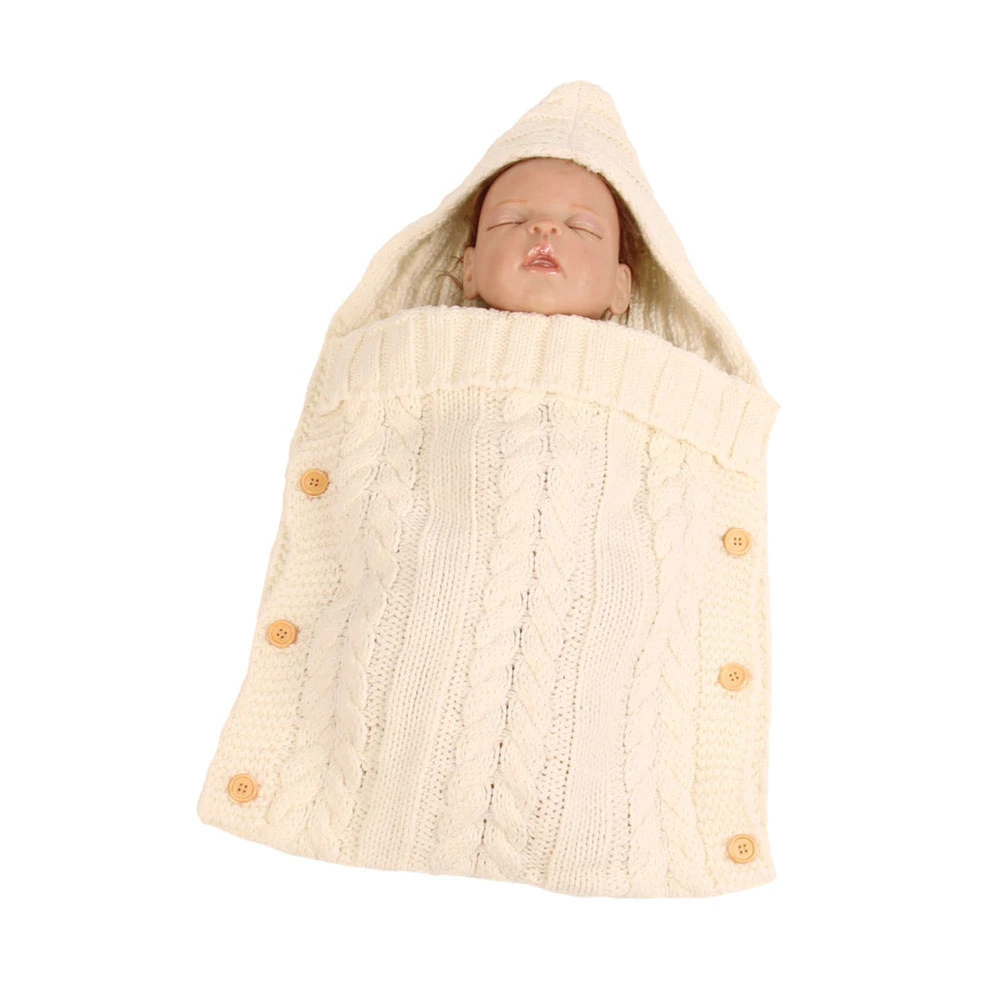 Newborn Baby Wrap Swaddle Blanket Baby Kids Toddler Knit Blanket Swaddle Sleeping Bag Sleep Sack Stroller Wrap for 0-12 Month Baby (White)