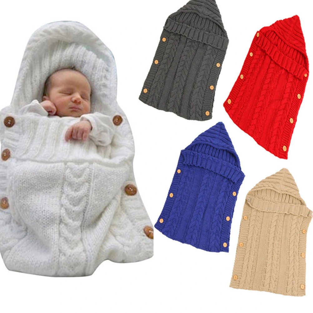 Newborn Baby Wrap Swaddle Blanket Baby Kids Toddler Knit Blanket Swaddle Sleeping Bag Sleep Sack Stroller Wrap for 0-12 Month Baby (White)