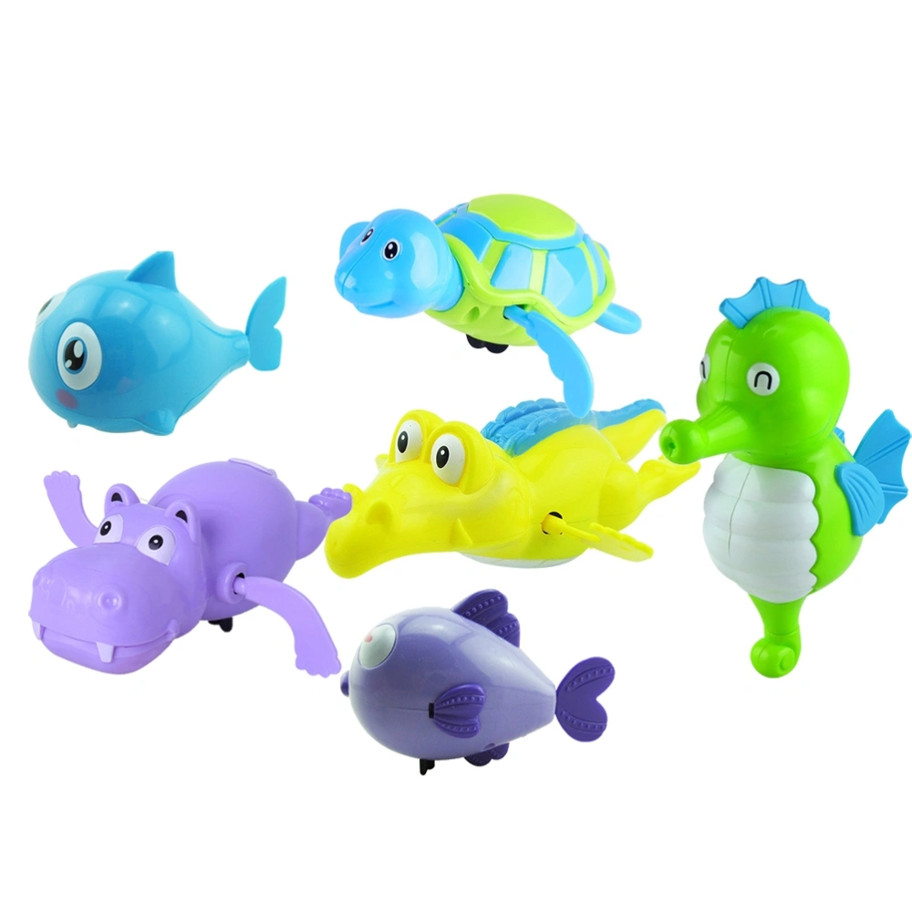 6pcs Pool Wind Up Bathtoys Animals Swimming Tub Bathtub Play Clockwork Play Toy Water Toys for Kids Random Color